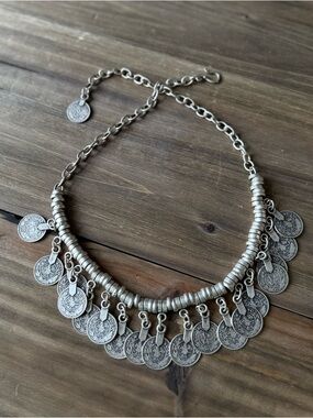 Ottoman Style Coin Necklace – Turkish Tribal Statement Jewelry – Vintage Boho